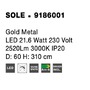 Koule - NV 9186001 Závěsné svítidlo SOLE zlatý kov LED 21.6W 230V 3000K IP20 - NOVA LUCE - foto 10