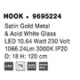 Koule - NV 9695224 Závěsné svítidlo HOOK saténový zlatý kov a opálové bílé sklo LED 10.6W 230V 3000K IP20 - NOVA LUCE - foto 10