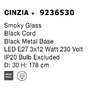 Vícečetná - NV 9236530 Závěsné svítidlo CINZIA kouřové sklo černý kabel černá kovová základna E27 3x12W 230V IP20 bez žárovky - NOVA LUCE - foto 10