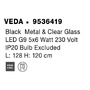 Podélná - NV 9536419 Závěsné svítidlo VEDA černý kov a čiré sklo G9 5x6W 230V IP20 bez žárovky - NOVA LUCE - foto 11