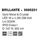Vícečetná - NV 9695201 Závěsné svítidlo BRILLANTE zlatý hliník a akryl LED 133W 230V 3200K IP20 vč. dálkového ovládání stmívatelné - NOVA LUCE - foto 12