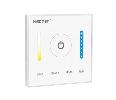 Nástěnné jednotky - Skleněný ovládací panel CCT, skleněný, RF 2.4GHz, 24VDC, 10A, P2, Mi-Light