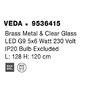 Podélná - NV 9536415 Závěsné svítidlo VEDA mosazný kov a čiré sklo G9 5x6W 230V IP20 bez žárovky - NOVA LUCE - foto 13