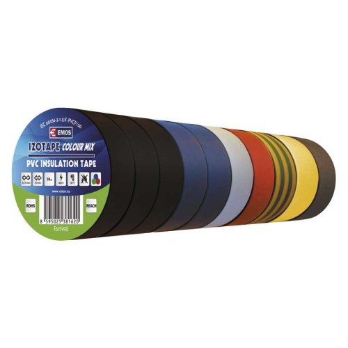 Tmely, lepící pásky, bužírky, kotvící materiál - Izolační páska PVC 15mm / 10m barevný mix, 10ks - foto 1