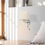 Dekorativní - FARO 24033-02 MONTREAL nástěnná lampa, chrom/béžová, se čtecí lampičkou - FARO - foto 2