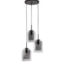 Vícečetná - NV 9236710 Závěsné svítidlo VELOR dvouvrstvé kouřové sklo černý kabel černá kovová základna E27 3x12W 230V IP20 bez žárovky - NOVA LUCE - foto 2