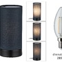 Stolní lampy dekorační - P 77059 Stolní lampa Pia látkové stínidlo 1-ramenné černá mat/šedá E14 bez zdroje světla - PAULMANN - foto 2