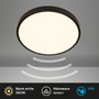 Kruhová - BRILO 3829015 Chet LED stropní svítidlo IP54, 3m dosah čidla, pohybové čidlo, černá - BRILO - foto 2