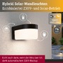 Nástěnná - P 95747 Hybrid LED venkovní nástěnné svítidlo Calyne domovní 230V + solární IP44 hranaté 145x229mm 3000K 2,3W 230V černá - PAULMANN - foto 2