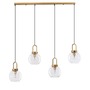 Podélná - NV 9241180 Závěsné svítidlo IRVINE čiré sklo černý kabel mosazný zlatý kov E27 4x12W 230V IP20 bez žárovky - NOVA LUCE - foto 2