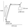 Stojací lampy - AR A014610 Tolomeo Basculante Reading stojací lampa - tělo lampy se saténovým difuzorem 180 - ARTEMIDE - foto 2