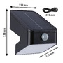 Nástěnná - P 94608 Solární LED osvětlení zdí Lesly pohybové čidlo (IR) IP65 hranaté 113x126mm 3000K 5,5W antracit umělá hmota - PAULMANN - foto 2