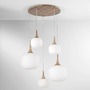 Dekorativní - FAN I-JAIPUR-S5-BCO Závěsné svítidlo Jaipur, bílé/dřevo, 2 x E27 + 3 x E14, 70 x 70 x 200 cm - FANEUROPE - foto 2