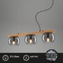 Podélná - BRI 4143034 Závěsné svítidlo, 120 cm, 3x E14, max. 10W, kouřová/dřevo - BRILONER - foto 2