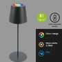 Stolní lampy dekorační - BRILO 7507015 Kiki stolní lampička bezdrátová, dotykový vypínač, pestrobarevné RGB+W světlo, nastavitelná výška, antracit - BRILO - foto 2