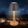 Stolní lampy dekorační - BRILO 7661015 BRILONER Serina Wood stolní lampa - 2,5W, 200lm, bezdrátová, LED, dotykový vypínač, IP44, stmívatelná, antracit/dřevo 7661015 - foto 2