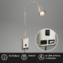 Bodová - BRI 2175012 Justra lampa na čtení, nastavitelná, 2x USB porty, matný nikl - BRILONER - foto 2