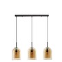 Podélná - NV 9236740 Závěsné svítidlo VELOR dvouvrstvé šampaň sklo černý kabel černá kovová základna E27 3x12W 230V IP20 bez žárovky - NOVA LUCE - foto 2