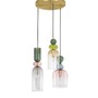 Vícečetná - NV 9009237 Závěsné svítidlo MURANO zlatý kov lesklé tmavě zelené, modré, šedé, růžové, lesklé světle zelené, oranžové a světle šedé sklo E14 3x5W 230V IP20 bez žárovky - NOVA LUCE - foto 2