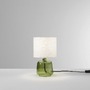 Stolní lampy dekorační - FAN I-EMERALD-L-VER Stolní lampa Emerald zelené sklo, textilní stínidlo, 1 x E14, konstrukce pr. 15 x 25 cm, stínidlo pr. 15 x 16 cm - FANEUROPE - foto 2
