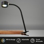 Stolní lampy s klipem - BRILO 2499015 Tari LED lampička na psací stůl, stmívatelné, magnetická hlava, černá - BRILO - foto 2