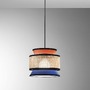 Dekorativní - FAN I-GAZEBO-S26-AB Závěsné svítidlo Gazebo oranžová + modrá + přírodní ratan, 1 x E27, pr. 26 x 206 cm - FANEUROPE - foto 2