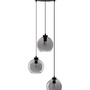 Vícečetná - NV 9241140 Závěsné svítidlo PALMER kouřové sklo černý kabel černá kovová základna E27 3x12W 230V IP20 bez žárovky - NOVA LUCE - foto 2