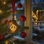 Svítilny - P 241225 Vánoční koule se symbolem míru (na baterie) Christmas Globe Peace hnědá / zlatá 100mm 2200K - PAULMANN - foto 2