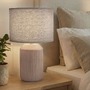 Stolní lampy dekorační - BRILO 7539011 Ino stolní lampička, látkové stínidlo, keramický podstavec, 22x37,5 cm (DxH), hnědé - BRILO - foto 2
