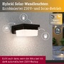 Nástěnná - P 95748 Hybrid LED venkovní nástěnné svítidlo Isleen domovní 230V + solární IP44 hranaté 163x163mm 3000K 2,3W 230V černá - PAULMANN - foto 2