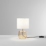 Stolní lampy dekorační - FAN I-EMERALD-L-AMB Stolní lampa Emerald jantarové sklo, textilní stínidlo, 1 x E14, konstrukce pr. 15 x 25 cm, stínidlo pr. 15 x 16 cm - FANEUROPE - foto 2