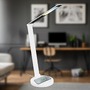 Stolní lampy pracovní - BRILO 7543016 Cuma LED lampa na psací stůl, bezdrátové nabíjení telefonu, stmívatelná, bílá - BRILO - foto 2