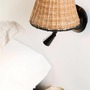 Dekorativní - FARO 64309-71 SUMBA černá/ratan nástěnná lampa se čtecí lampičkou - FARO - foto 2