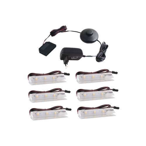 Osvětlení skleněných polic - PVC LED svítidlo pro osvětlení skleněných polic, 6ks, 12VDC, IP20, 63x22x11 - foto 1