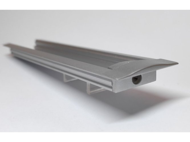 Difuzory a koncovky - Koncovka pro profil RECESSED 1 s otvorem, stříbrná - foto 1