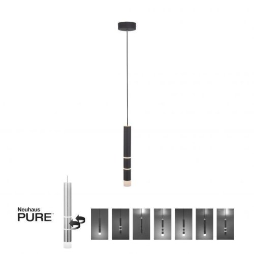 Válec - LED PURE-VEGA závěsné svítidlo PAUL NEUHAUS, 12W, 440lm, 3000K, IP20, antracit - foto 1