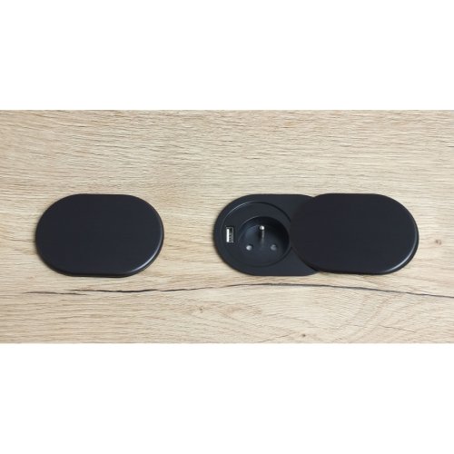 Nábytkové zásuvky, vypinače - Vestavná, nábytková zásuvka SLIDE BOX s USB, 1x230V, 1XUSB, IP20, Ø60, černá, SLIDEBOX-1G1U-FR-CZ-01 - foto 1