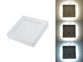 Speciální panely RGB, CCT, řízené - Hranatý přisazený 12W CCT LED panel, nastavení barvy 3000-6500K, 950Lm, 3 roky záruka