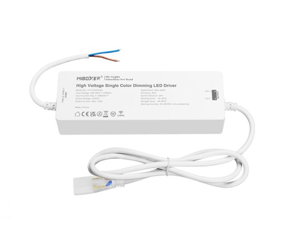 230VAC jednotky - Vysokonapěťový jednobarevný přijímač, stmívatelný, Max. 400W, RF 2.4GHz, 220VDC, 230VAC, HF1-P400V220, Mi-Light - foto 1