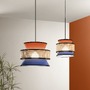 Dekorativní - FAN I-GAZEBO-S26-AB Závěsné svítidlo Gazebo oranžová + modrá + přírodní ratan, 1 x E27, pr. 26 x 206 cm - FANEUROPE - foto 3