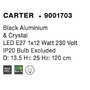 Válec - NV 9001703 Závěsné svítidlo CARTER černý hliník a křišťál E27 1x12W 230V IP20 bez žárovky - NOVA LUCE - foto 3