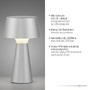 Na stůl - LD 19260-21 ABERA LED stolní lampa na baterie stříbrná dotykový stmívač IP54 USB vnitřní i venkovní použití 3000K - JUST LIGHT - foto 3