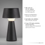 Na stůl - LD 19260-18 ABERA LED stolní lampa na baterie černá dotykový stmívač IP54 USB vnitřní i venkovní použití 3000K - JUST LIGHT - foto 3