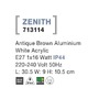 Nástěnná - NV 713114 Venkovní nástěnné svítidlo ZENITH antický hnědý hliník bílý akrylový difuzor E27 1x12W 220-240V bez žárovky IP44 - NOVA LUCE - foto 3
