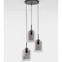 Vícečetná - NV 9236710 Závěsné svítidlo VELOR dvouvrstvé kouřové sklo černý kabel černá kovová základna E27 3x12W 230V IP20 bez žárovky - NOVA LUCE - foto 3