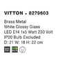 Dekorativní - NV 8279603 Nástěnné svítidlo VITTON mosazný kov bílé lesklé sklo E14 1x5W 230V IP20 bez žárovky - NOVA LUCE - foto 3