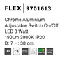 Bodová - NV 9701613 Bodové svítidlo FLEX chromovaný hliník nastavitelné vypínač na těle LED 3W 3000K IP20 - NOVA LUCE - foto 3