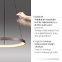 Kruhová - PN 2851-36 HOOP LED závěsné svítidlo hnědé nastavitelná výška paměťová funkce SimplyDim 3000K - PAUL NEUHAUS - foto 3
