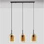 Podélná - NV 9236740 Závěsné svítidlo VELOR dvouvrstvé šampaň sklo černý kabel černá kovová základna E27 3x12W 230V IP20 bez žárovky - NOVA LUCE - foto 3