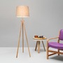 Stojací lampy - M Z177-FL-01-BR Stojací lampa Calvin E27 60W béžová kov/dřevo/bavlna moderní - MAYTONI - foto 3